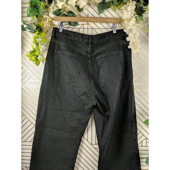 Zara Women's Black Wide Leg Jeans Size 12 zip fly raw hem - Picture 7 of 7